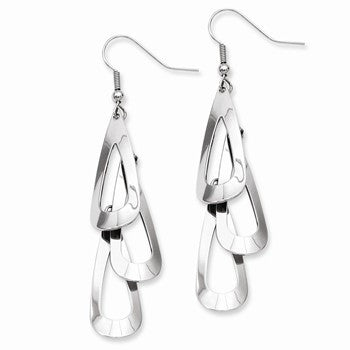 Stainle Steel Polished Multiple Teardrop Dangle Earrings