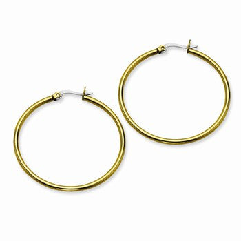 Stainle Steel Gold IP plated 40mm Hoop Earrings