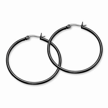 Stainle Steel Black IP plated 40mm Hoop Earrings