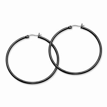 Stainle Steel Black IP plated 48mm Hoop Earrings
