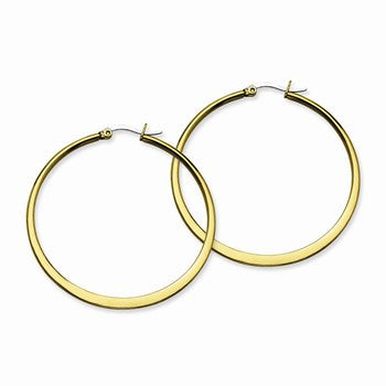 Stainle Steel Gold IP plated Tapered 50mm Hoop Earrings