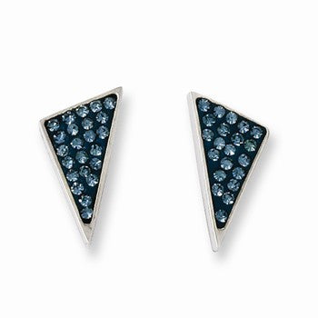 Stainle Steel Blue Crystal Triangles Post Earrings