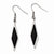 Stainle Steel Black Glass Polished Fancy Dangle Earrings
