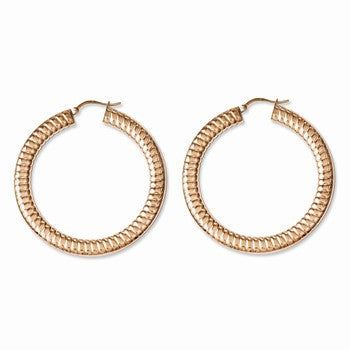 Stainle Steel Pink IP-plated Textured Hollow Hoop Earrings