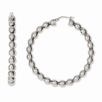 Stainle Steel Textured Hollow Hoop Earrings