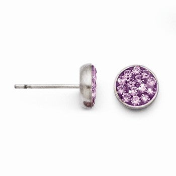 Stainle Steel Light Purple Crystal Post Earrings