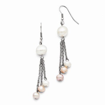 Stainle Steel Freshwater Cultured Pearl Shepherd Hook Earrings