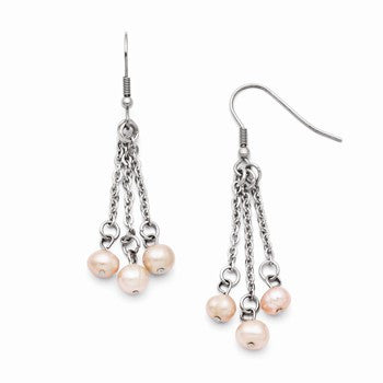 Stainle Steel Freshwater Cultured Pearl Shepherd Hook Earrings