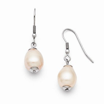 Stainle Steel Freshwater Cultured Pearl Shepherd Hook Earrings