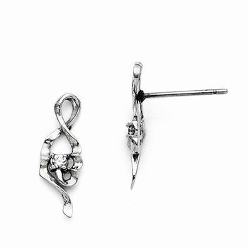 Stainle Steel Polished CZ Post Earrings