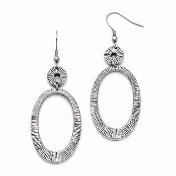 Stainle Steel Antiqued Shepherd Hook Dangle Earrings