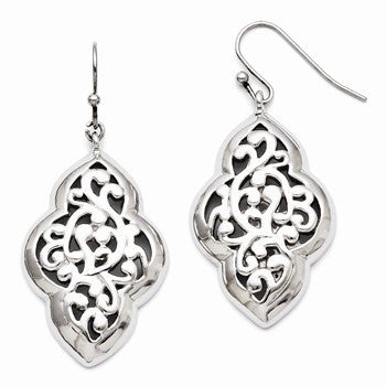 Stainle Steel Shepherd Hook Dangle Polished Earrings
