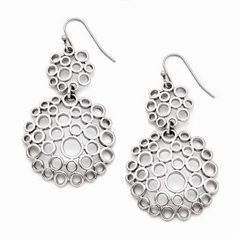 Stainle Steel Multi-Circle Shepherd Hook Polished Dangle Earrings