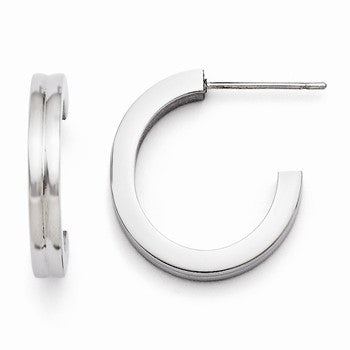 Stainle Steel Polished J-Hoop Earrings