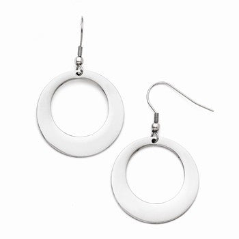 Stainle Steel Polished Circle Shepherd Hook Earrings