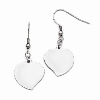 Stainle Steel Polished Heart Shepherd Hook Earrings
