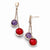 Stainle Steel Polished Rose IP-plated Glass Post Dangle Earrings