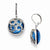 Stainle Steel Polished Blue Glass & Crystal Lever back Earrings