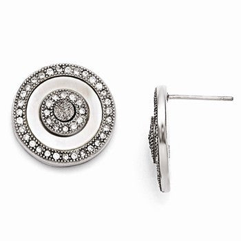 Stainle Steel Polished Mother of Pearl/Druzy/Crystal Post Earrings