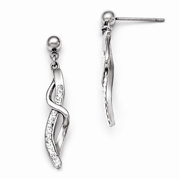 Stainle Steel Polished Crystal Shepherd Hook Earrings