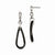 Stainle Steel Polished Black Ceramic CZ Dangle Post Earrings