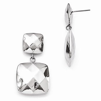 Stainle Steel Polished Hollow Squares Post Dangle Earrings