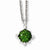 Stainless Steel Green CZ Pendant On Necklace
