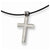 Stainless Steel Leather Cord Cross Necklace