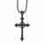 Stainless Steel Antiqued & Textured Cross Necklace
