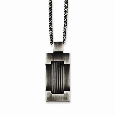 Stainless Steel Antiqued Dog Tag Necklace