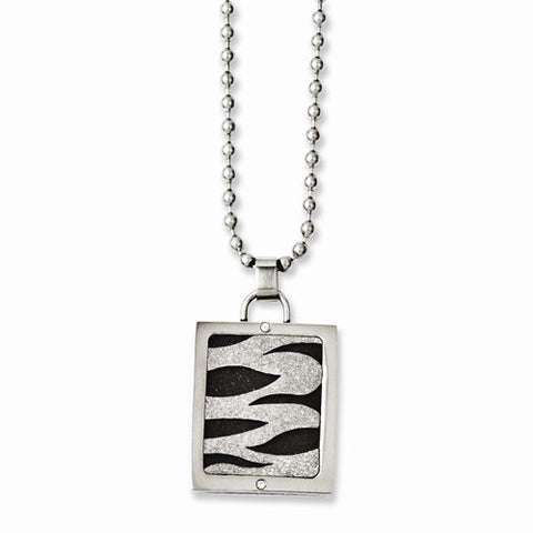 Stainless Steel Laser Cut & Black Ip-Plated Dog Tag Necklace