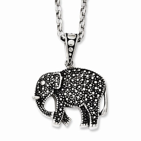 Stainless Steel Antiqued & Textured Elephant Necklace