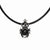 Stainless Steel Antiqued Crown Black Glass Necklace