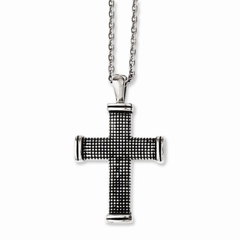 Stainless Steel Antiqued Cross Necklace