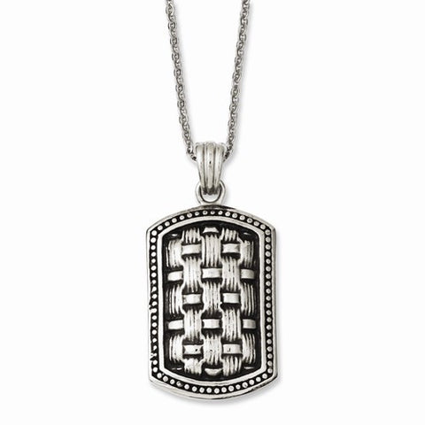 Stainless Steel Antiqued Dog Tag Necklace