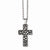 Stainless Steel Antiqued Pebble Cross Necklace