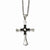 Stainless Steel Antiqued & Polished Cross Necklace