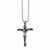 Stainless Steel Antiqued & Polished Crucifix Necklace