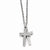 Stainless Steel Laser Cut CZ Two Piece Cross Pendant On Necklace