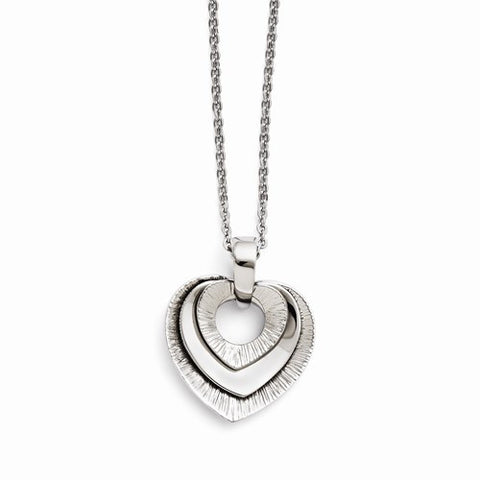 Stainless Steel Heart Three Piece Polished Necklace