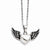 Stainless Steel Antiqued and Polished Heart Wings Necklace