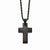 Stainless Steel Black Ip-Plated Brushed Cross Necklace