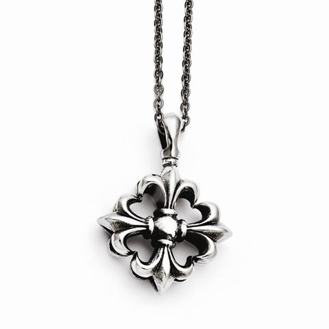 Stainless Steel Polished and Antiqued Necklace
