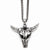 Stainless Steel Polished and Antiqued Animal Skull Necklace