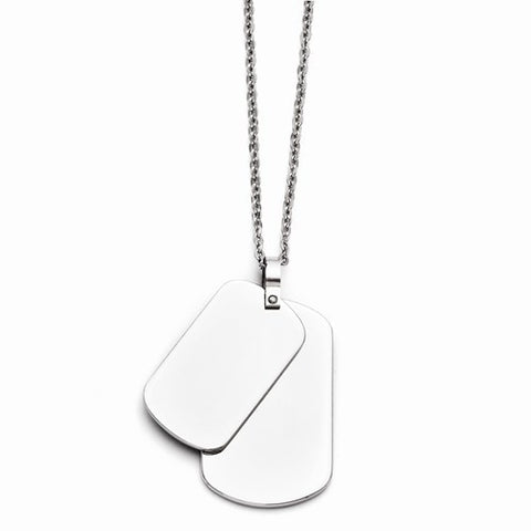 Stainless Steel Polished Double Dog Tag Necklace
