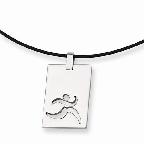 Stainless Steel Leather Cord Cut-Out Necklace