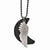 Stainless Steel Brushed Wing with Leather Moon Necklace