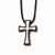 Stainless Steel Polished and Brushed Black Ip-Plated Cross Necklace