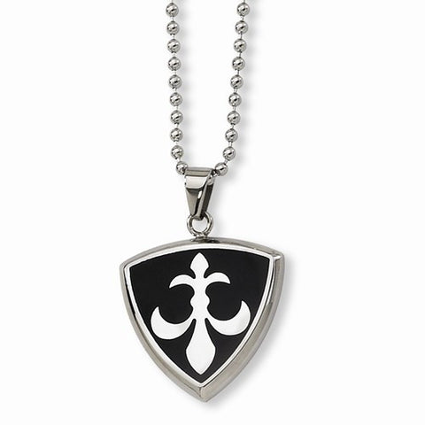 Stainless Steel Black Enameled Necklace