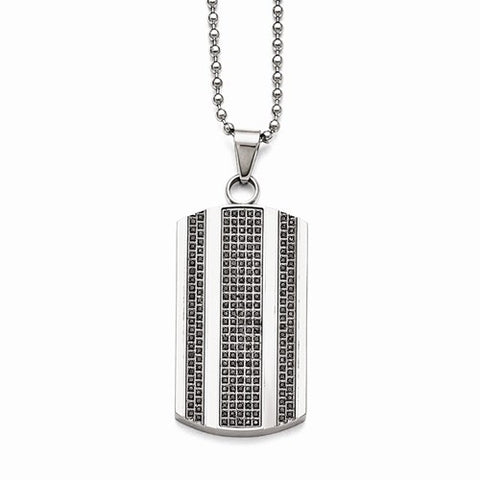 Stainless Steel Polished Tw Diamond Dog Tag Necklace